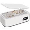 Vemfay Pulitore Ultrasuoni, 600ml Pulitore Ultrasuoni Occhiali with 4 Modes, 49000Hz Lavatrice Ultrasuoni Vasca per Occhi, Anelli, Gioielli, Orologi