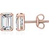JewelryPalace 1ct Orecchini a Bottone Donna Argento 925 con Creato Moissanite, Piercing Orecchini a Lobo con Pietra a Taglio Smeraldo, Orecchini Solitario in Oro Rosa Set Gioielli Donna