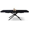 PAZZO DESIGN Tavolo Allungabile Vito, Piano Ceramica Nero Sahara, Gambe in Metallo Tubolari Nere, Tavolo Cucina, Tavolo Salotto, Tavolo Ceramica, 140 x 90 x h75 cm - id_2208