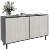 HOMCOM Credenza Cucina Moderna con 2 Armadietti a 4 Ante con Apertura a Pressione, Mobile Cucina Basso con Gambe in Pino e Ripiano Regolabile, per Soggiorno e Sala da Pranzo, 121x37x75 cm, Nero
