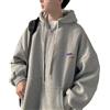 Generic Cotone Uomo Streetwear Oversize Zip Up Hoodies Cappuccio Cappotto Sciolto Hip Hop Felpe, Grigio, M