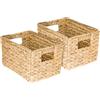 HMF Cestino portaoggetti HMF intrecciato in giacinto d'acqua, cestino decorativo con manici per riporre oggetti in bagno, cucina e zona giorno | Set da 2 | Dimensione M | 32 x 23 x 20 cm | Naturale