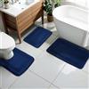 Mapille Tappeto Bagno, 3 pezzi, Morbido Tappetino in Microfibra Antiscivolo e Tappetino Bagno a Forma di U, Tappetini Doccia ad Assorbimento d'acqua, Lavabile in Lavatrice