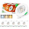 ALUSSO LIGHTING Faretti LED da Incasso per Cartongesso, 6W 540LM Dimmerabili, 3CCT 3000K 4000K 6500K, Faretto led Orientabili a 45°, Diametro Foro Ø75-78mm, AC 220-240V, Set di 6