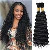 BLTYXT Deep Wave Bulk Hair 18 Inch 6 Bundles Synthetic Braiding Hair Curly Crochet Hair Boho Braids Natural Color for Hair Extensions (1B, 18 Inch（6 Bundles）)