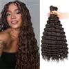 YYQXZG Deep Wave Bulk Braiding Hair 18 Inch Ombre Water Wave Hair No Weft Synthetic Curly Braiding Hair Extensions for Boho Braids (3Pack.4#)