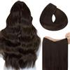 hotbanana Extension Capelli Veri con Filo Invisibile, 30cm 70g Marrone Chiaro Scuro Capelli Umani Remy Lisci, Invisible Wire Hair Extensions, Extension in Capelli Veri Invisibles