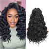 MLETULIPS MLETUILPS Pre Looped Ocean Wave Crochet Hair 8 Pack Boho Curly Short Ocean Braids Pre Twisted Synthetic Deep Wavy for Women (1B#, 14 pollici)