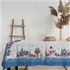 PENSIERI DELICATI, Tovaglia 145 x 250 cm, Telo Copritavolo 100% Cotone Panama per 12 Persone, Stampa Digitale in Alta Risoluzione, Fantasia Pupazzi di Neve Blu, Tovaglia Rettangolare