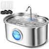 BUOAZR Fontanella per Gatti Acciaio, 3,2L Fontanella Gatto, Forma di Rubinetto, Super Silenzioso Dispenser Acqua Gatto, con LED e Filtro a Carbone Attivo, 2 Modalità Adatto a Più Animali Domestici