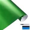 NewL Pellicola Vinile Auto Satinata Acciaio Inox Spazzolato Verde | Finitura satinata spazzolata, 30 x 150 cm, attrezzi inclusi, autoadesiva, canali aria integrati, per auto e moto