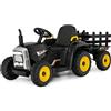 COSTWAY Trattore con Rimorchio Cavalcabile per Bambini 12V, Trattore Elettrico Telecomandato, con Luci e Suoni, 30kg, 3+ Anni (Nero)