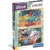 Clementoni - Puzzle per Bambini 2x60 Pezzi Supercolor, per Bambini 4+ Anni, Illustrazione Disney Stitch, Idea Regalo, Made in Italy, 27x19 cm, 24822