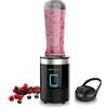 Cecotec Frullatore Portatile Individuale Power Titanium 300. 350W, Trita Ghiaccio, 4 lame con Rivestimento in Titanio Nero, Parti Lavabili in Lavastoviglie, Con un Solo Tocco, 600ml