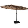 COSTWAY Ombrellone Doppio da Giardino 451,5 x 264 cm, Ombrellone Rettangolare con Sistema a Manovella, Obrellone da Giardino con Base e 12 Costole, per Giardino, Cortile (Marrone)