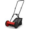 RELAX4LIFE Tagliaerba a Spinta, Tosaerba con Larghezza di Taglio di 40 cm, Raccoglitore da 18,5 L, 2 Ruote Antiscivolo, Tosaerba Manuale per Giardino e Patio