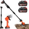 Aisny Motozappa a Batteria, 21V Motocoltivatore da Giardino con 2 Batterie 3000mAh e Manico da 1,3m Zappatrice Elettrica 4 Lame in Metallo 10cm Larghezza di Lavoro 10cm Profondità di Lavoro