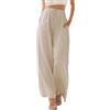 Getervb Pantaloni di Lino Donna Estivi Casual Pantaloni Larghi Donna Eleganti Pantalone Tuta Gamba Larga Vita Alta Elastica Pantaloni Lunghi da Spiaggia con Tasche
