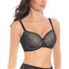 Selene, Reggiseno Donna Modellante, Fascia Alta Incrociata, con Ferretto e Coppe Imbottite Decorate, Collezione Violeta, Colore Nero, Taglia 7D