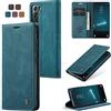 Cracedily Cover per Samsung Galaxy S22 Plus Case, Custodia Cover Pelle Premium Portafoglio con Porta Carte Magnetica Supporto Protezione Flip Case Custodia per Samsung S22 Plus 5G,Blu-verde