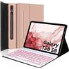 IVEOPPE Tastiera Samsung Galaxy Tab S8 11 2022/ S7 2020, Custodia Tastiera per Samsung Tablet S8/S7, Tastiera Illuminata Italiana Bluetooth Rimovibile per Samsung Galaxy Tab S8/S7 11, Rosa