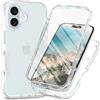 RonRun Cover Iphone 16 Transparent Case con Protezione per Schermo Incorporata, Trasparente AntiGraffio Antiurto Doppia Protettiva Custodia per Iphone 16 - Transparent