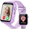 AIMIUVEI 4G Smartwatch Bambini, Orologio Smartwatch Bambini HD da 1,83'' con Chiamate e Videochiamate, Whatsapp, Wi-Fi, Chat Vocale, GPS, SOS, SMS, Impermeabile IP68, modalità Scuola (Viola)