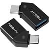 AIYEEN Adattatore USB C a USB 3.0 (Confezione da 2), Convertitore OTG Maschio a Femmina a 45 Gradi Compatibile Con MacBook Pro 2019/2018, Samsung e Altri Dispositivi USB-C, Nero