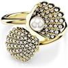 Swarovski Anello aperto Idyllia, Crystal Pearl, Conchiglia, Bianco, Placcato color oro