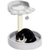 PawHut Albero Tiragraffi per Gatti da 5kg con Lettini e Pallina, Palestra per Gatti con Rivestimento in Peluche e Corda di Juta, 41x41x44 cm, Grigio Chiaro
