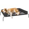 PawHut Brandina per Cani di 19.5 cm con Cuscino Lavabile a U, Lettino per Cani Rialzato in Tessuto Oxford, Texteline e Acciaio, Letto per Gatti da Interno, 110x75x30 cm, Nero e Argento