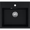empiria SINK QUALITY SINK Quality Lavello Cucina 1 Vasca Negro 56 x 51 cm - Sifone e impregnazione inclusi - Lavandino in Granito Cucina al mobile 60 cm