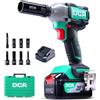 DCA Avvitatore a percussione brushless da 20 V con batteria da 4,0 Ah, attacco ad anello Hog, avvitatore a percussione senza fili con coppia alta 320 Nm, avvitatore a 4 stadi per lavori di auto e fai