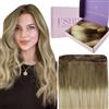 Fshine Extension Matassa Capelli Veri Castano Medio Che Sfuma Nel Biondo E Nel Biondo Cucite Capelli Umani Lisci 60cm 60g Extension Capelli Veri Tessitura #6/27/60