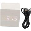 ULTECHNOVO 1 Pz Drima elettronica in legno sveglia forte per display naturale annata orologi sveglia da comodino sveglia a cubo ANNUCK mini sveglia impiallacciatura in pvc bianca