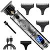 OSMARI Rasoio per capelli, con lama a T, kit per la toelettatura ricaricabile senza fili, con 3 pettini guida, per famiglia, bambini, uomini (LCD Dragon Silver)