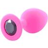 BONDAGERIE® Plug anale di colore rosa con gioiello nero, in silicone medico, sacchetto incluso, Taglia L