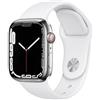 Apple Watch Series 7 (2021) GPS + Cellular 41 mm - Acciaio inossidabile Argento - Cinturino Sport Bianco, fair