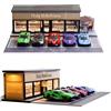 ZAWALUD Diorama 1/64 Parcheggio, Garage Per Auto Giocattolo con Illuminazione LED, per 1/64 Scala Diecast Modello Auto, Scena Display, 5 Posti Auto All'aperto (Daily Bakehouse)
