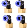 ANGEEK set da 4 pezzi, 8 mm - 3/8, raccordi pneumatici a gomito a 90° con filettatura interna PT, adatti per il collegamento rapido di tubi flessibili, accessori compressori d'aria