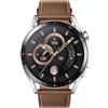 HUAWEI Watch GT 3 Smartwatch, Monitoraggio SpO2, AI Running Coach, Monitoraggio Frequenza Cardiaca, Oltre 100 Modalità Allenamento, Versione italiana, Acciaio/Nero/Cinturino in Pelle Marrone, 46 mm