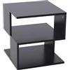 Easycomfort Tavolino da Salotto Basso a 3 Ripiani, Tavolino da Caffè in Legno, Arredamento Moderno Salvaspazio, Nero, 40x40x43cm