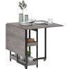 HOMCOM Tavolo Pieghevole a 2 Ribalte per 4 Persone con 2 Ripiani Aperti, in Legno e Metallo, 133.4x80x75 cm, Grigio | Aosom Italy