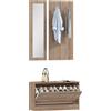 HOMCOM Set Mobili da Ingresso con Panca Scarpiera, Appendiabiti a Muro e Specchio, 80x27x46.5 cm, Marrone Scuro | Aosom Italy