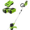 Greenworks 40V Tagliabordi a Batteria per Giardini Medi, Altezza Regolabile, Ampiezza Taglio 30cm, Filo di Nylon da 1,65mm con Autofeed, 2x Batterie da 40V 2Ah e Caricabatterie G40LTK2X