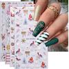 KALEFUL 3D Adesivi Unghie Natale, 4 Fogli 5D Autoadesivi Nail Art Stickers Unghie Decorazioni
