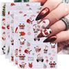 KALEFUL 3D Adesivi Unghie Natale, 6 Fogli 5D Autoadesivi Nail Art Stickers Unghie Decorazioni