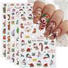 KALEFUL Adesivi Unghie Natale, 9 Fogli Autoadesivi Nail Art Stickers Unghie Decorazioni