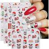 KALEFUL 3D Adesivi Unghie Natale, 4 Fogli 5D Autoadesivi Nail Art Stickers Unghie Decorazioni