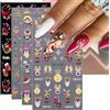 KALEFUL 3D Adesivi Unghie Natale, 4 Fogli 5D Autoadesivi Nail Art Stickers Unghie Decorazioni